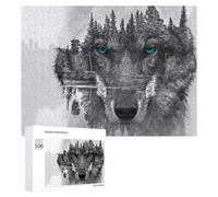500 PCS Rompecabezas para Adultos Wolf Reflection Nature's Artistry Rompecabezas para Adultos Juegos De Relajación Regalo De Cumpleaños Cumpleaños Y Navidad 500 PCS