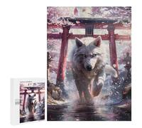 500 PCS Rompecabezas para Adultos Wolf Spirit Sakura Torii Rompecabezas para Adultos Juguetes Antiestrés Una Obra De Arte Difícil Y Desafiante 500 PCS