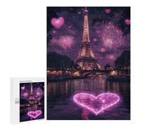 500 PCS Rompecabezas para Adultos Y Adolescentes Paris Eiffel Tower Fireworks Romance Rompecabezas para Adultos Juegos De Relajación Desafío Difícil Interacción Entre Padres E Hijos 500 PCS