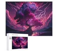 500 PCS Rompecabezas para Adultos Y Adolescentes Purple Lightning Tree Landscape Rompecabezas para Adultos Juego Familiar Desafío Difícil 500 PCS
