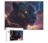 500 PCS Rompecabezas para Adultos Y Adolescentes Thunderous Jaguar Wild Power Unleashed Rompecabezas para Adultos Juego Familiar Desafío Difícil 500 PCS