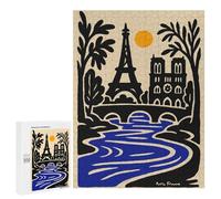 500 PCS Rompecabezas - Paris, France Illustration with Eiffel Tower Rompecabezas para Adultos Juegos Relajantes Vacaciones En Casa Matar El Tiempo Oferta como Regalos para Toda La Familia 500 PCS