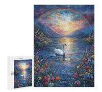 500 PCS Rompecabezas Swan Lake with Rainbow Rompecabezas para Adultos Actividades Familiares Ayudan A Ejercitar El Cerebro Ofertas como Regalos para Toda La Familia 500 PCS