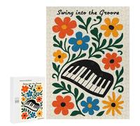 500 PCS Rompecabezas Swing Into The Groove Floral Piano Rompecabezas para Adolescentes, Divertidos Y con Humor. Cada Pieza Es Única: Juguetes Educativos De Aprendizaje 500 PCS