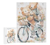 500 PCS Rompecabezas Teddy Bears Cycling with Flowers Rompecabezas para Adultos Juguetes Antiestrés Vacaciones En Casa Matar El Tiempo Interacción Entre Padres E Hijos 500 PCS