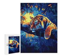 500 PCS Rompecabezas Tiger Sunset Jungle Art Rompecabezas para Adultos Juguetes Antiestrés Vacaciones En Casa Matar El Tiempo Interacción Entre Padres E Hijos 500 PCS