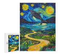 500 PCS Rompecabezas Whale Dream Pathway Painting Rompecabezas para Adolescentes Mejora La Memoria Juegos De Ingenio Difíciles Y Desafiantes Juegos Familiares 500 PCS