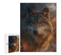 500 PCS Rompecabezas Wolf Moonlit Night Rompecabezas para Adultos Juguetes Antiestrés Vacaciones En Casa Matar El Tiempo Interacción Entre Padres E Hijos 500 PCS