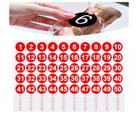 500 PCS Round Number Sticker Consecutive 10 Sheets Vinyl Numbers Labels 1-50 Self-Adhesive Dot Stickers Decals for Inventory Indoor Outdoor Office Classroom Storage Organizing Boxes and More