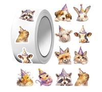 500 pegatinas de cumpleaños para niños, autoadhesivas, bonitos motivos de animales, decoración para teléfono móvil, libros de texto, estuche, tabletas, vasos de agua, guardería, creativas