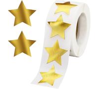 500 pegatinas de estrellas doradas de 2,5 cm, pegatinas de estrellas decorativas, pegatinas de recompensa para álbumes de recortes, tarjetas de felicitación, bolsas, regalos, bricolaje (1 rollo)