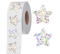 500 pegatinas holográficas de estrellas con purpurina, autoadhesivas, metálicas, plateadas, pegatinas reflectantes de estrellas brillantes, etiquetas de gráfico de comportamiento de recompensa