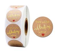 500 pegatinas Kraft de 2,5 cm con texto en inglés "Thank You for Celebrating with US", etiquetas de sello de boda, paquete de álbumes de recortes, bonitas calcomanías de agradecimiento baratas