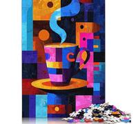 500 pezzi di geometria espressionista del caffè - Puzzle di Arte astratta Vibrante del caffè, Regali di Natale, giocattoli in Legno (52x38 cm)