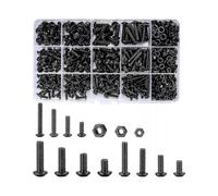 500 Piece Nut And Bolt Combo Set, Black Socket Head Screw Bolt And Nut Set (3-h)