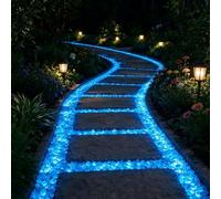 500 piedras brillantes de neón, piedras decorativas luminosas para acuario, plantas en maceta, estanque, camino, jarrón, adorno para interiores y exteriores, luz negra reactiva, azul