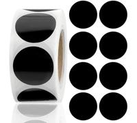 500 piezas 2.5cm Negro Redondo Codificado Pegatinas de Puntos Etiquetas Adhesivas Permanentes (Un Rollo) para Oficina Aula