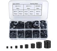 500 Piezas Arandela Plana de Nailon Negro, Arandela Plana Aislante Redondo, Juntas Toricas para Arandelas Mecánicas - M2/M2.5/M3/M4/M5/M6/M8/M10