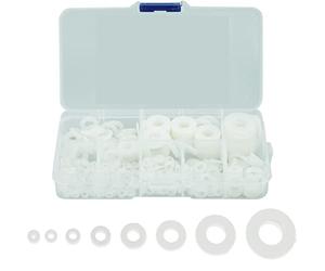 500 Piezas Arandela Plana de Nylon, Arandela Plana Aislante Redondo, Juntas Toricas para Arandelas Mecánicas - Blanco, M2/M2.5/M3/M4/M5/M6/M8/M10