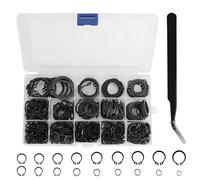 500 Piezas Circlip C-Clips Anillos de Seguridad Kit 21 tamaños Clasificación del anillo de retención ennegre M4-M28 para Fijar Rodamientos Engranajes Polea (negro)