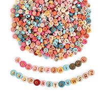 500 Piezas de Abalorios Letras Redondas Cuentas de Letras Acrílicas de Colores A-Z Cuentas Redondas de Acrílico Ordenadas 7mm Kits de Cuentas de Letras Redondas para DIY Collar Pulsera