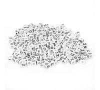 500 Piezas De Cuentas Del Alfabeto, 6 Mm Cuadrado De La Carta De Acrílico Cuentas De La Carta De Cuentas De Pony Cartas De Cuentas Para Hacer Pulseras Joyería Artesanía (White)