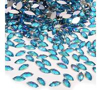 500 piezas de diamantes de imitación de acrílico con parte trasera plana de cristal con forma de ojo de caballo para manualidades DIY, parte trasera plana sin agujero(dark blue)
