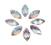 500 piezas de diamantes de imitación de acrílico con parte trasera plana de cristal con forma de ojo de caballo para manualidades DIY, parte trasera plana sin agujero(white)