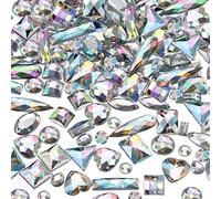 500 Piezas de Gemas de Costura Cristal Acrílico de Costura Diamante de Imitación de Formas Mixtas de Costura con 2 Agujeros para Costura Ropa Adornos de Abalorios (Cristal AB)