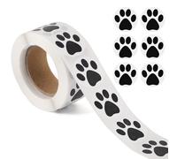 500 Piezas de Pegatinas con Estampado de Patas, 2,5 cm Calcomanías con Patas de Perro y Gato para Cachorros para Libros Portátiles Botellas Sobres Suministros para Manualidades (Negro)