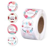 500 Piezas de Pegatinas día de la Madre, Etiquetas Redondas de Feliz Día de la Madre de 2,5 cm Sellos de Sobres Florales para Decoración de Cajas de Regalo con Tarjetas de Sobre