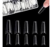 500 Piezas de Puntas de Uñas de Acrílico Uñas Postizas, Clavos largos para ataúd, Coffin Uñas Artificiales Acrílico Uñas para Mujeres Niñas,10 Tamaños