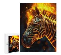 500 piezas de rompecabezas para adolescentes Flaming Zebra A Mesmerizing Display of Fire and Stripes Puzzles para adultos: análisis de juegos familiares y desafío lógico de aprendizaje 500 piezas