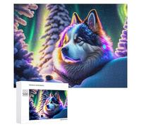 500 piezas de rompecabezas para adultos, luces del norte, escena nocturna Husky, rompecabezas para adultos, juguetes de bricolaje pero divertidos y humorísticos, regalos únicos para cumpleaños y