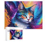 500 piezas de rompecabezas para adultos, regalos coloridos cósmicos de gato, rompecabezas de arte para relajarse, juegos de descanso y matar el tiempo, regalo de cumpleaños, regalos, 500 piezas