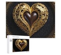 500 piezas de rompecabezas para adultos, rompecabezas de corazón dorado, decoración de pared, arte de pared desafiante para completar 500 piezas