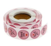 500 Piezas Pegatinas Adhesivas Rosas de Agradecimiento 1 Pulgada | Papel Estucado, Diseño Simple de Carta Gracias, para Tarjetas y Bolsas de Papel, Uso Rápido sin Residuos