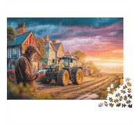 500 Piezas Puzzles Adultos Tractor Rural Rompecabezas de Madera Granja del Pueblo Puzzles para Adultos,Adultos Juego Creativo para fanes