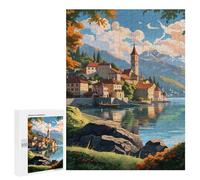 500 piezas puzzles para adultos Village by The Lake Puzzles para adultos Juego Familiar Compilación de patrones interacción entre padres e hijos, 500 piezas