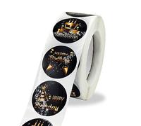 500 piezas / rollo Pegatinas feliz cumpleaños, Rollo de pegatinas redonda, para decoración de sobres de regalo, regalo de bricolaje para fiestas