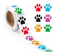 500 Piezas/Rollo Pegatinas para Patas de Perros para Niños, 2,5cm Autoadhesivas Coloridas Lindas Calcomanías Pegatinas con Estampados de Patas de Gato para Botellas Sellos de Sobres Bricolaje