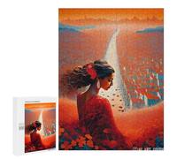 500 piezas rompecabezas para adolescentes Cityscape with Woman in Red Dress Puzzles para adultos Juegos de pensamiento regalos para mujeres regalos únicos para cumpleaños y Navidad 500 PCS