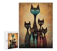 500 piezas rompecabezas para adolescentes colorido gato familia retratos rompecabezas para adultos, juego familiar, análisis y lógica, alivio del estrés, regalos, 500 unidades