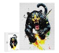 500 piezas rompecabezas para adolescentes Roaring Black Panther Digital Art Puzzle para adultos: carreras de juego manual para cumpleaños, Navidad 500 piezas