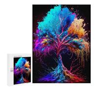 500 piezas rompecabezas para adultos colorido abstracto árbol art 3 rompecabezas para adultos juguetes antiestrés vacaciones en casa pasatiempo desafiante para resolver 500 piezas