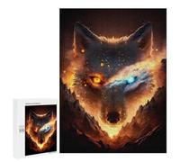 500 piezas rompecabezas para adultos Fiery Wolf Retrato Puzzle como juguete antiestrés, decoración del hogar, interacción entre padres e hijos, 500 piezas