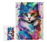 500 piezas rompecabezas para adultos rompecabezas colorido abstracto gato art 14 rompecabezas juegos de relajación una obra de arte regalos de Navidad y cumpleaños 500 piezas