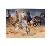 500 Piezas, Rompecabezas para Adultos, Rompecabezas desafiantes, Juego de Rompecabezas para Todos,Caballo Salvaje Corriendo contra una tormenta de Arena