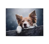 500 Piezas, Rompecabezas para Adultos, Rompecabezas desafiantes, Juego de Rompecabezas para Todos,Dios Bokeh de Border Collie Marrón con Ojos Amarillos