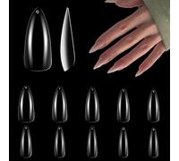 500 Piezas Tips Uñas Postizas Almendra Medianas Transparentes para Acrilicas, LEA-SHALL Tips Uñas de Gel Kit Falsas Puntas Artificiales Semipermanentes Francesa Diseño 10 Tamaños